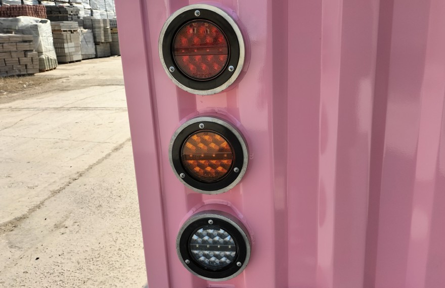 dot certified tail lights on the shipping container food trailer